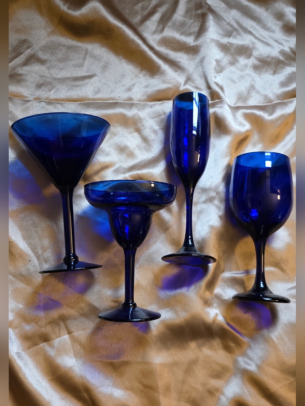 Cobalt Blue Glassware Set - Assorted Stemmed Glasses
